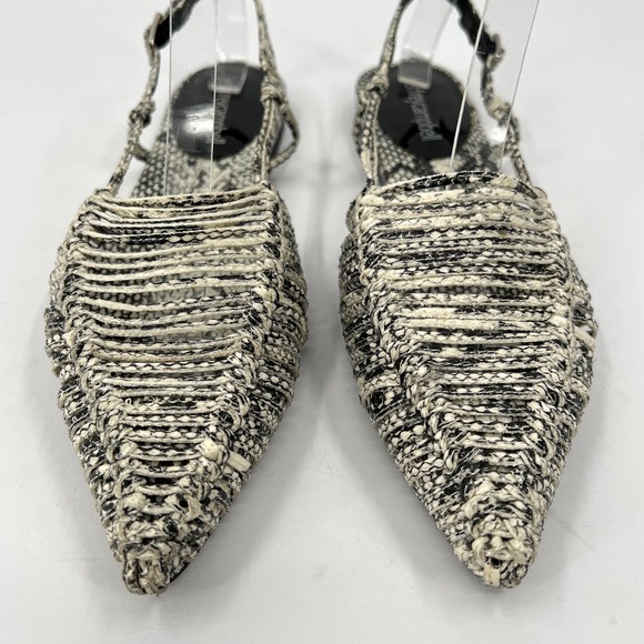 JEFFREY CAMPBELL Shoes Women 7.5 Black Snake Myron Slingback Flat Pointy Leather - Picture 2 of 10